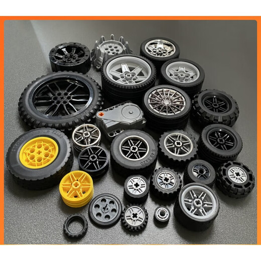 Feilige LEGO -kompatible kleine Partikelbaublocktechnologie Teile Automobilreifen EV3 Rad Hub -Zubehör -Radstreuung [12799] Huilibao Box
