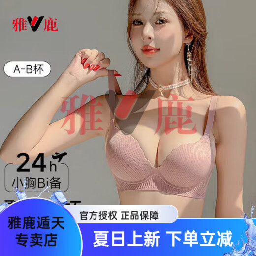 雅鹿小胸聚拢显大内衣女士2025加厚馒头杯收副乳防下垂无痕文胸罩套装 豆沙-套装【加厚升杯3cm】 70B 【建议70/32AB】