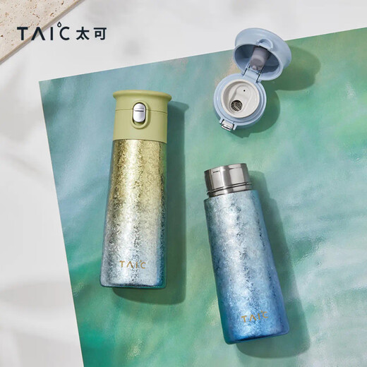 TAIC pure titanium thermos cup, one-click flip-up lid, lightweight cold-keeping accompanying water cup, small, portable, portable gift, Luluoqing, exquisite gift box, 420ml