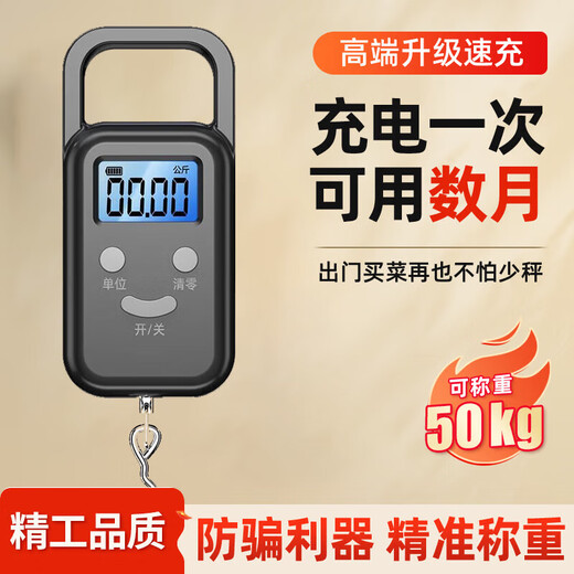 [Terminé par Zhang Chenguang] Échelle électronique portable Échelle portable portable Scale de ressort à haute précision de haute précision pesant les bagages alimentaires pesant la longue durée de vie de la batterie Modèle de chargement blanc 50 dollars [Jin est égal à 0,5 kg] - Précision 5 grammes