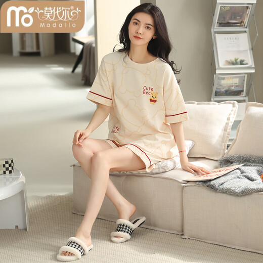 
Modal 2025 new pajamas for women's summer pure cotton shorts shorts spring and autumn summer style can be worn outside home clothing suit ZH-9856# shorts M (80-100Jin[Jin equals 0.5 kg])