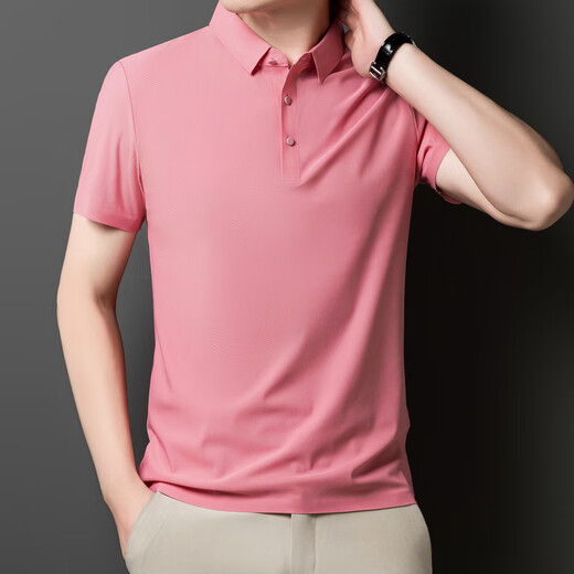 Silk Bird Summer Fashion New Men's Lapel Short Sleeve T-shirt Casual Business Breathable POLO Shirt 12358 Gray Blue XL