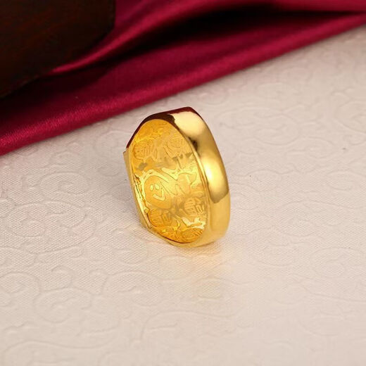 Handi gold-plated silver-wrapped fortune ring for men, fashionable open ring, gift for dad, fortune ring