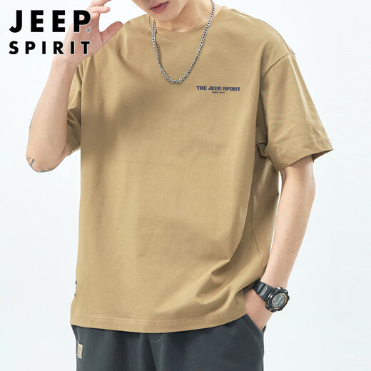 
JEEP SPIRIT Jeep Short-sleeved T-shirt Men's Summer Pure Cotton Retro Top High-end Half-sleeved Trendy Heavy Underwear Base Shirt