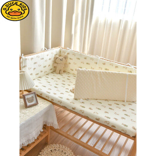 G.Duckkids Crib Surround Weichbeutel Neugeborenes Baby reines Baumwollbohnen Anti-Kollisionspuffer Weiches Beutel Kinder Baby Bett Rail blockierende Stoff Jungle Kaninchen [Höhe 28 cm] 240 cm1 Tablette