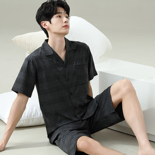Ukuhpk Pyjamas Men's Summer 2025 Summer Summer Short Shorts à manches courtes et plus grande et plus grande pour usure en plein air. 6627 Modèle masculin Modèle M Standard (High 165100 Jin [Jin est égal à 0,5 kg]))