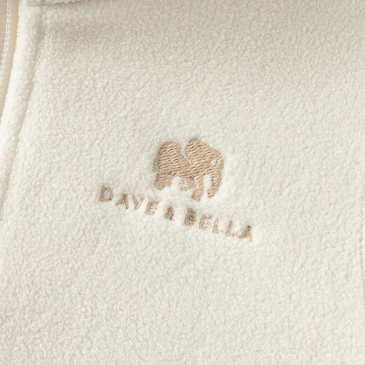 DAVE&BELLA polar fleece children's jacket casual boys' tops fashionable baby clothes girls outerwear autumn and winter new children's clothing off-white DB4237540-D 120 cm (recommended height 110-120cm)
