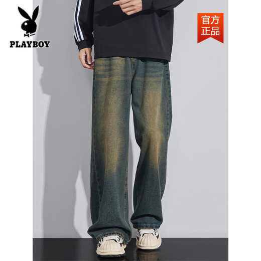 Playboy (Playboy) Lavage Old Summer Thin Jeans Men's Men's Straight Loose James American High Street Draped Floating Pantal