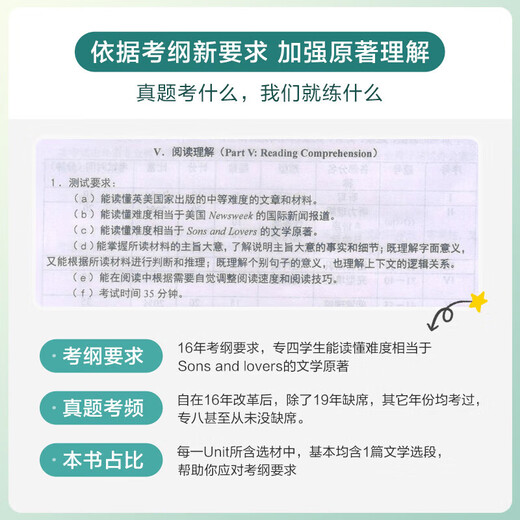 Offizieller Flagship-Store Spark English Specialty 4 Reading Comprehension Special Training Book 200 Artikel zur Vorbereitung auf das English Major Level 4 2025 mit echten Fragen, Volltextübersetzung, wichtige Vokabelnotizen, Specialty 4 Reading 200 Artikel