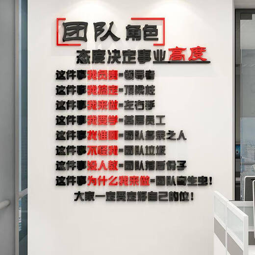 Sanqi Tiger Craft Conference Office Dekoration Inspirierende Slogan -Team Bild Hintergrund Wall Firma Unternehmenskultur 3882 Teamcharakter Big Red + Sea Blue Small