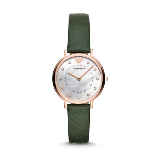 Armani (Armani) Regalo de regalo de cumpleaños Belt Fashion Disc Belt Fashion Enlaid Diamond Quartz Watch AR11150 AR11150 [Diamante Diamond Pequeño reloj verde] 32 mm
