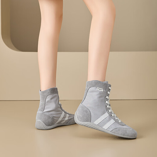 
Saturday Martin Boots Women's 2025 Summer New Mesh Breathable Casual Retro Short Boots Women's Boots Thick Sole Non-Slip Lightweight Women's Shoes Gray Single Layer Heel Heel Heel 4cm 40 (250mm) Standard Size
