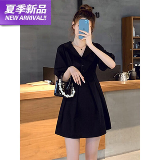 啄木鸟小个子收腰显瘦气质冰丝连衣裙女2025新款短裙子女夏季感小黑裙 6622玫瑰碎花 L 建议105斤左右