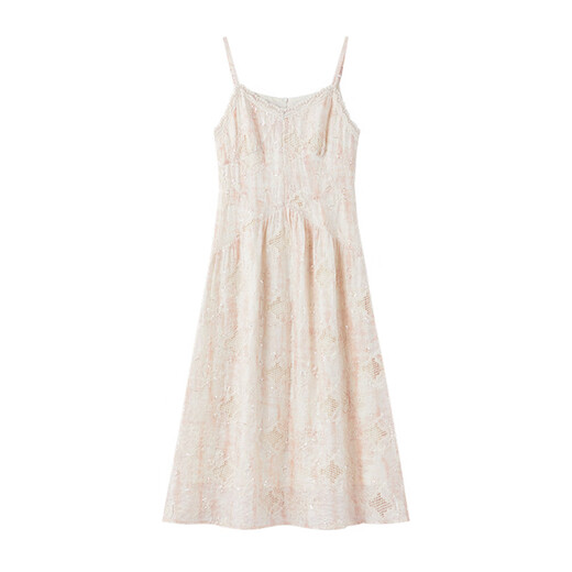 Qiu shui yiren falda de cercanía simple 2025 verano nuevo vestido de honda bordado de moda y bordado rosa m