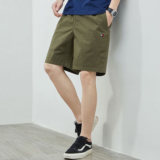 Tommy Bull (TOMMYBULL) American Tommy Tommy Summer Men's Fashionable All-match Shorts Business Casual Five-Cross Pants Middle-aged 9215 Bean Green M Weight 90-110Jin [Jin equals 0.5 kg]