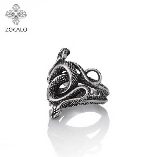 ZOCALO double snake intertwined ring men's 925 silver handmade women's personality trend No. 23