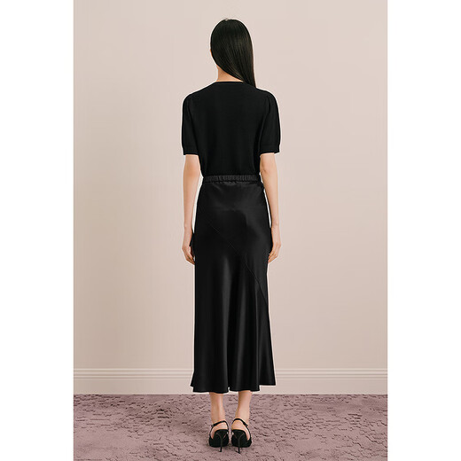 OBBLIGATO Olivia summer round neck hand-beaded waffle sweater black sweater S