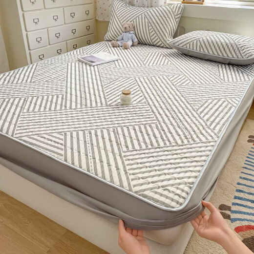Antarctic (home) ice silk mat latex summer cool quilt summer three-piece summer cool mat summer air conditioner ice silk mat bed cover four-piece set cover sheet style-polar bear grey [no odor and no pilling] 90x200cm [single latex mat]