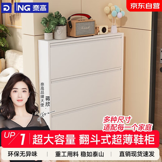 NAIGAO ultra-thin steel tipping bucket metal shoe cabinet wall-mounted suspended small apartment home simple narrow-side doorway multi-layer entrance cabinet