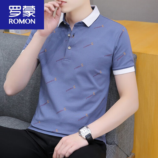 
ROMON (ROMON) 2025 new summer lapel men's short-sleeved t-shirt casual POLO. shirt men's collar half-sleeved ice silk white QY679 M
