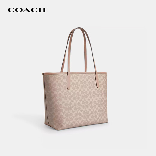 COACH Women's City 33 Classic Presbyopia Magnetic Buckle Large Capacity Shoulder Tote Bag as a Gift for Your Girlfriend New Milk Tea Color