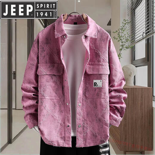Jeep Spirit American High Street Джинсовая куртка для мальчиков 2025 весна и осенняя одежда универсальная контрастная лацкатная повседневная куртка. 16823 обычный 3xl 3xl около 150-170 джин [Джин равен 0,5 кг] можно носить