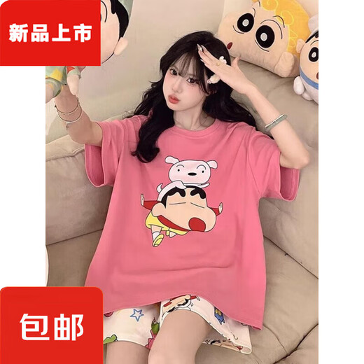 胖东来睡衣女夏季年新款纯棉短袖大码胖mm卡通可爱Kiti猫居服套 短-Z-9928 M 【建议80-100斤】