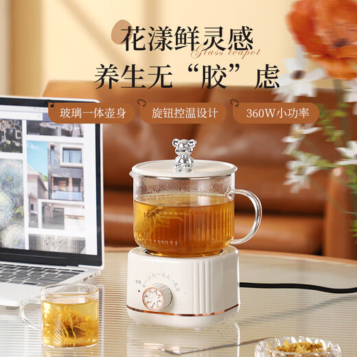 Health kettle, kettle, hot water kettle, thermostatic kettle, teapot, teapot, all-in-one, fully-glass, fully-automatic, small household, multifunctional office, large capacity, random color 0.6L