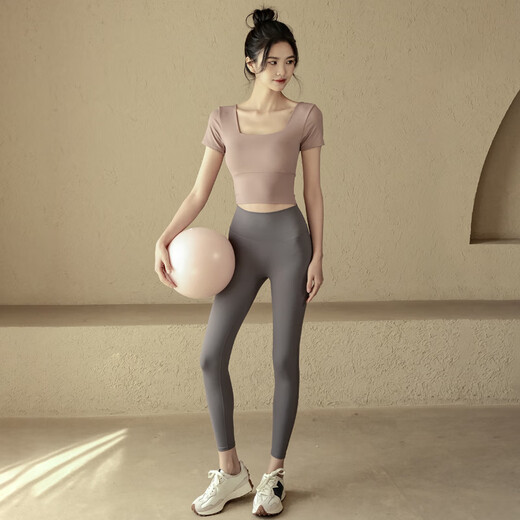 ACKDCS Pantalones de yoga desnudos para mujeres Levantamiento de la cadera de la cintura de nueve puntos Summer New Running Sports Leggings Stretch Peach Fitness Pants
