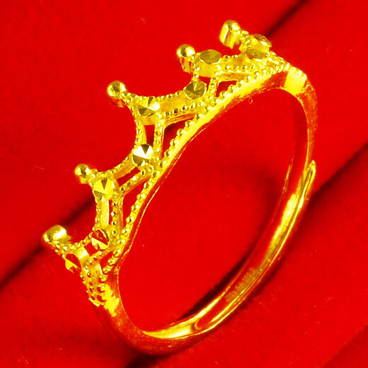 Qianying Jewelry Gold Ring 9999 Pure Gold Women's Index Finger Ring Crown Wedding Jewelry Plain Ring for Valentine's Day for Girlfriend Weighs about 2.60-2.8g (including labor cost 35)