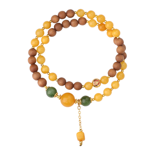 Potala Palace Beeswax Laoshantan Multi-circle Bracelet 925 Silver Jasper Wooden Toy Transfer Bead Bracelet Birthday Gift for Men and Women