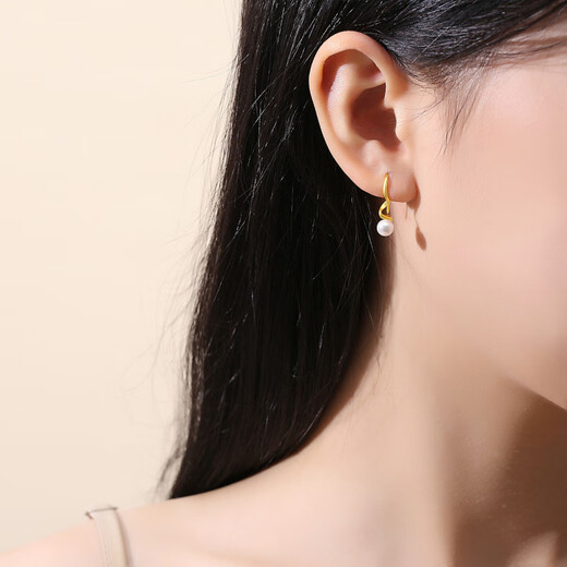 Chow Tai Fufu Einkaufszentrum Gleiche S925 Silber Twist rotierende Ohrringe für Frauen Mode einfache Design Geometrische Linien Ey679 Platin 925 Silber