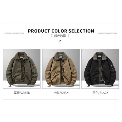 Cotton coat men's velvet thickened 2025 winter new loose bomber jacket multi-pocket work jacket military green XL (recommended 130-145Jin Jin equals 0.5kg)