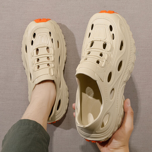 
Anshangfen thick-soled hole shoes for men in summer wear odor-proof and non-slip drive for all-inclusive outdoor beach wading sandals for men shallow coffee [anti-slip tire outsole] 42 standard code