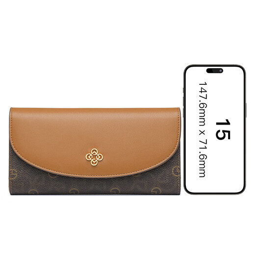 Goldlion Women's Bag Autumn New Women's Wallet Long Wallet Retro Print Clutch Coin Purse Women Brown Brown