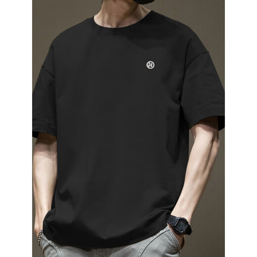 UNI QLO TRENDY Camiseta de manga corta American American para hombres en Summer Pure Cotton Round Neck Versatil Casual 2025 Nuevo estilo Khaki-1365 Cotton S de algodón de puro de manga corta RECODENCIADO 80-110JIN [Jin iguala 0.5 kg]