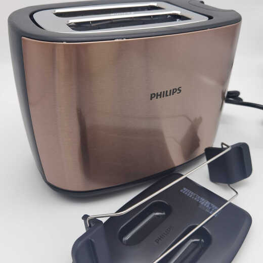 Philips (PHILIPS) bread machine HD2658 HD2628 home automatic toaster widened center baking slot HD2658-champagne color