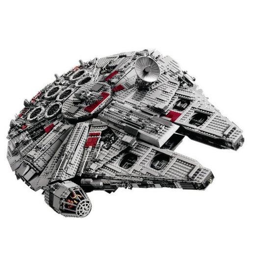 Leopard Planet Jouet assemblé Vaisseau spatial de combat Haute difficulté Modèle énorme 10 000 particules Version garçon Faucon Millenium + Lumière télécommandée + Exposition inclinée