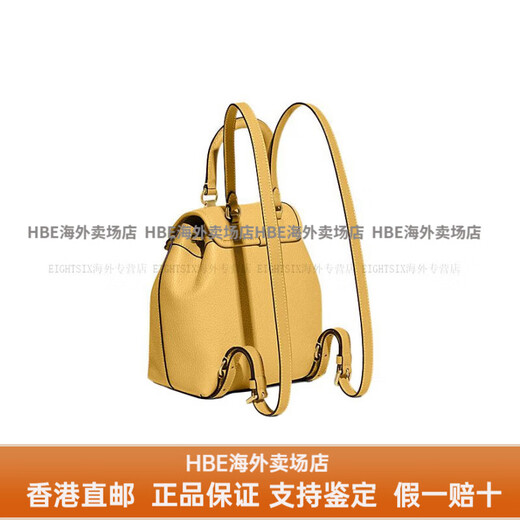 蔻驰Riya 23 拉绳搭扣开合 牛皮革 背包双肩包 中号 女款 黄色 基础装