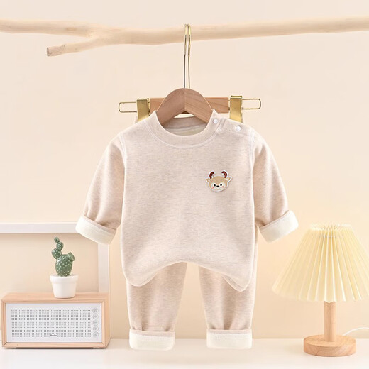 JOYNCLEON baby silk cashmere thermal underwear set winter baby plus velvet high-waisted autumn clothes Jtz200699