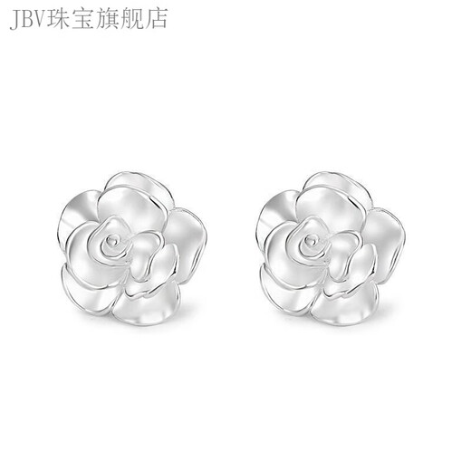 JBV Old Phoenix New 9999 Sterling Silver Earrings Full Silver Peony Flower Earrings Curved Hook Girls Sweet French Earrings Same Style MP520 Curved Hook Peony Flower Same Style 7.992g Fine Solid