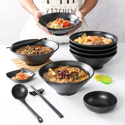 恩寿溯日式牛肉拉面碗商用黑色烤肉拌饭碗汤碗面碗塑料碗仿瓷麻辣烫大碗 W14099寸：1000ml