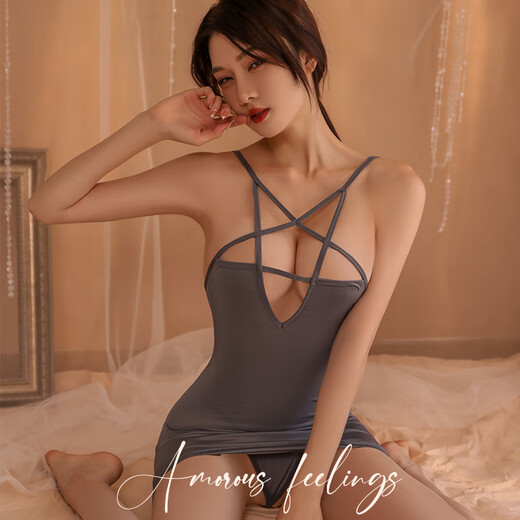 一青窈情趣内衣性感诱惑免脱睡衣女开档纯欲调情制服火辣镂空睡裙 1049 均码