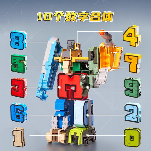 Xiaoxiaoqin Digital Deformation Toy Roboter King Kong Kinderblockversammlung Briefe 3-6 Jungen Geburtstagsgeschenk 10 Digitale Roboter-Einzelverformung + Multi-Combination