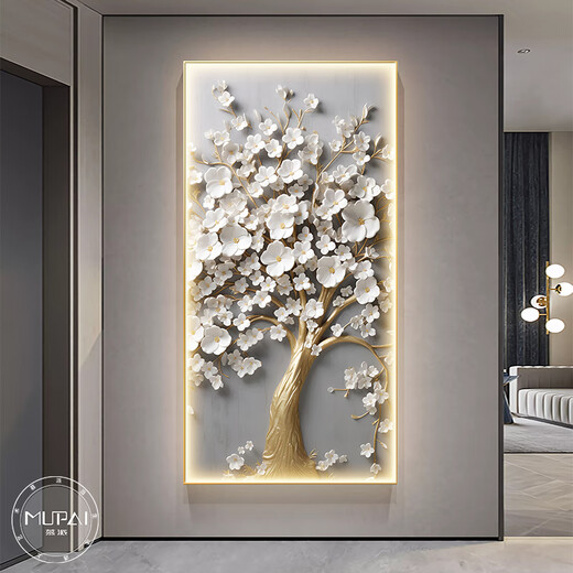 Hirschfarbene Veranda Hängende Gemälde stehen vor der Eingangstür, High-End-dreidimensionaler Wohlstandsbaum, Dekorationsmalentür, hellem Luxusölmalereikorridor, Vollbaum ein Stil, klassischer schwarzer Rahmen 60*12035 mm Aluminiumlegierrahmen +2