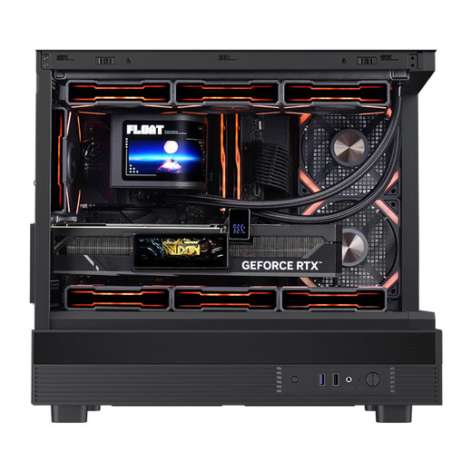 SAMA Xiaojinghong black MATX sea view gaming computer case 270 panoramic/double-sided glass/support 360 water cooling/9 fan positions/410mm long graphics card/U2+U3