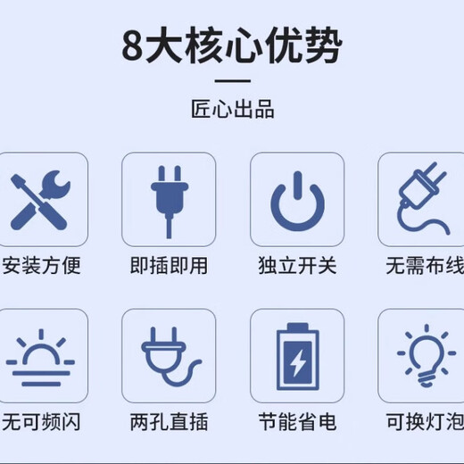 Whale and Light LED energy-saving light bulb with plug household plug-in e27 socket lamp with switch wire super bright hanging small wall lamp 2 meters wire