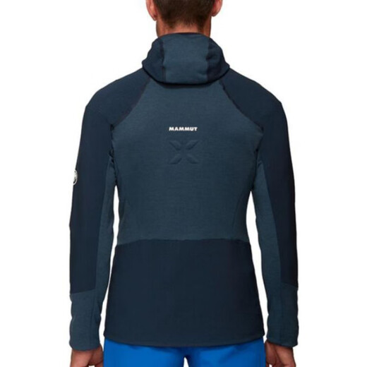 猛犸象MAMMUT 猛犸象Eiswand品牌Logo印花拼色连帽长袖夹克外套 蓝橘拼色 XL