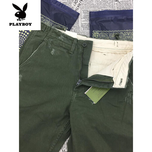 花花公子（PLAYBOY）高端重磅纯棉直筒工装休闲裤男宽松春秋厚美式复古伐木破坏碳素潮 卡其 春季薄.款5009 29 100-120斤左右