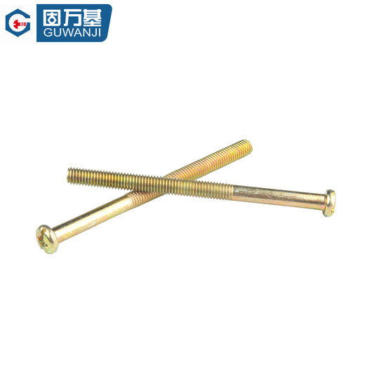 Guwanji Iron Color Zinc Cross Round Head Screws Pan Head Screws Galvanized GB818 Round Head Machine Tooth Bolts Small Screws M3-M8 M4*90 100 pieces